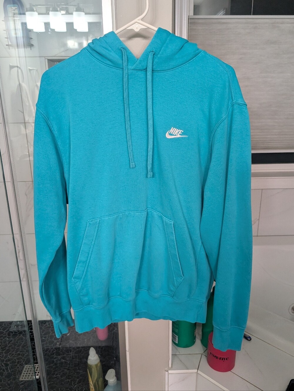 Nike Women's Bright Teal Pullover Hoodie with White Swoosh